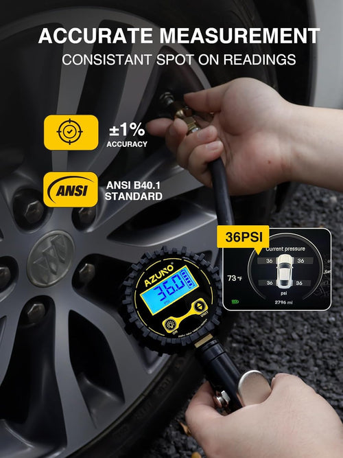 AZUNO Digital Tire Inflator with Pressure Gauge, 200 PSI, Heavy Duty Air Compres